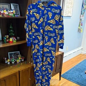 The Children's Place Blue Pizza and Gamer Print Onesie